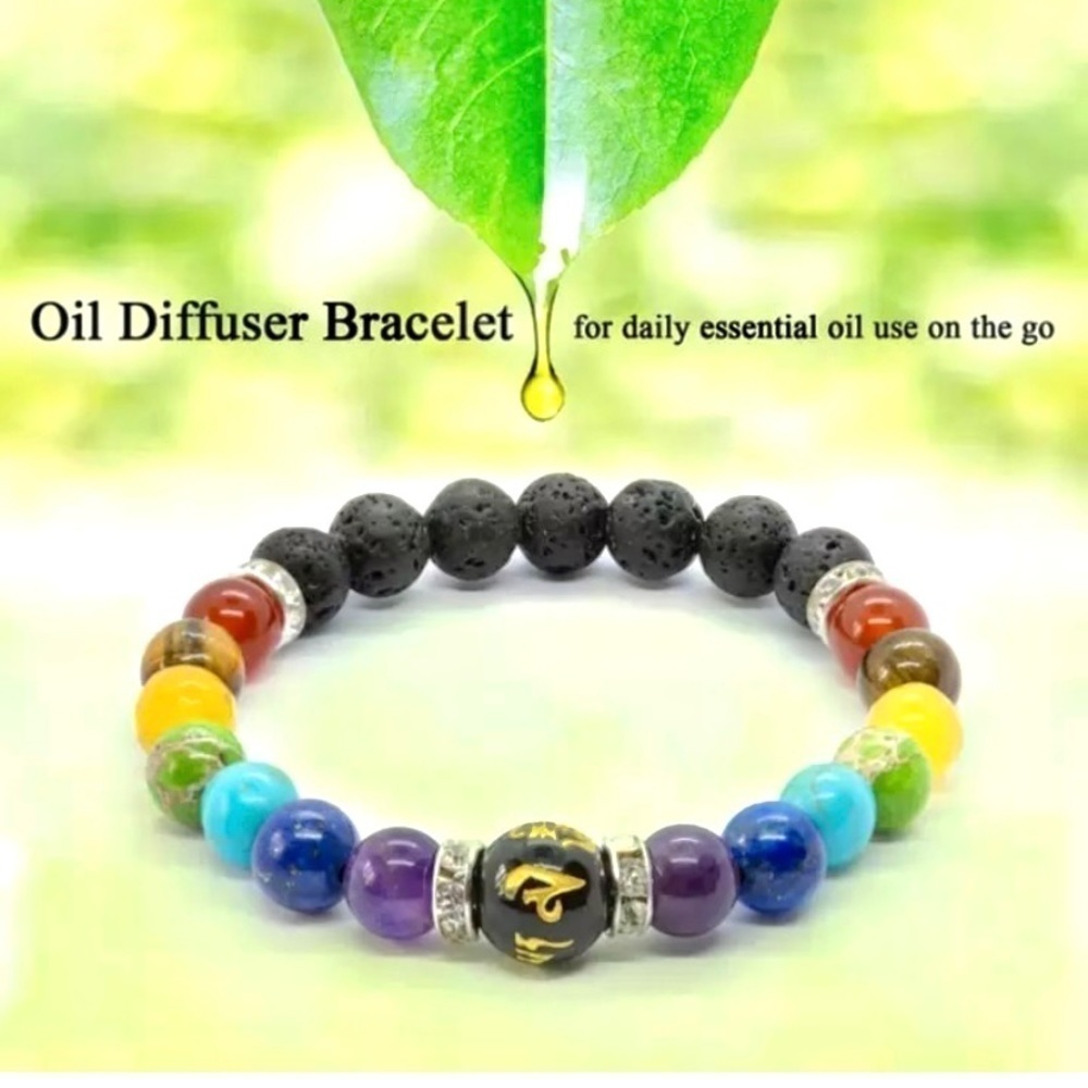 🌙AROMATHERAPY oil diffuser bracelet w CHAKRA boho/zen meditation vibe - Picture 5 of 9